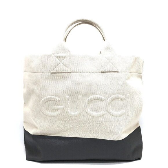 GUCCI 779510 Embossed Logo Canvas 2WAY bag shoulder bag big size Tote Bag Unused - Picture 1 of 16